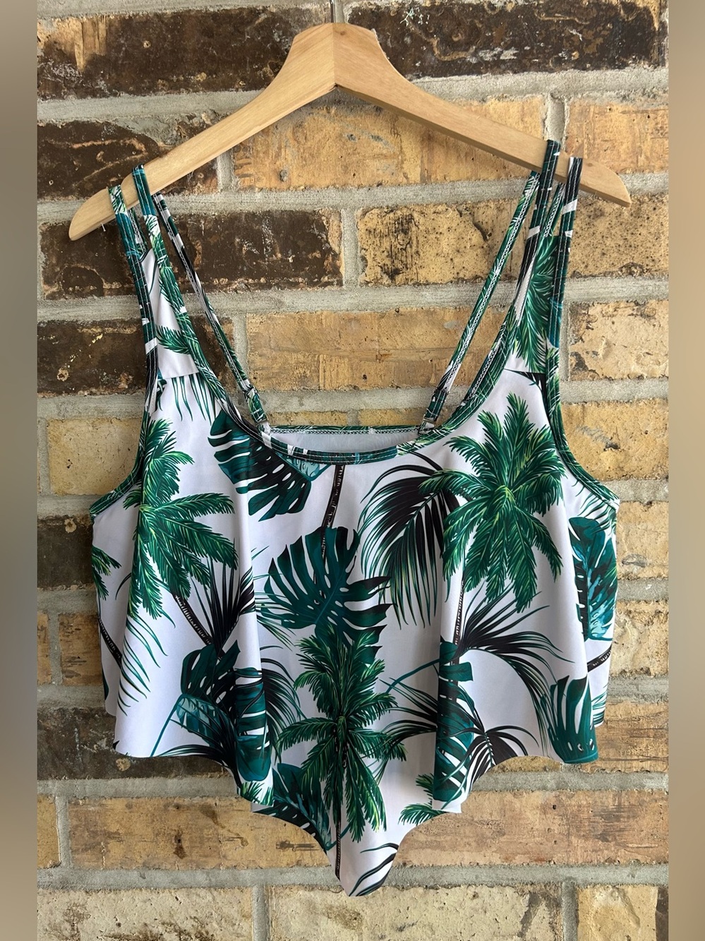 5‎ for $25🔥PatPat Green Tropical Leaf Print Bikini Top XL
